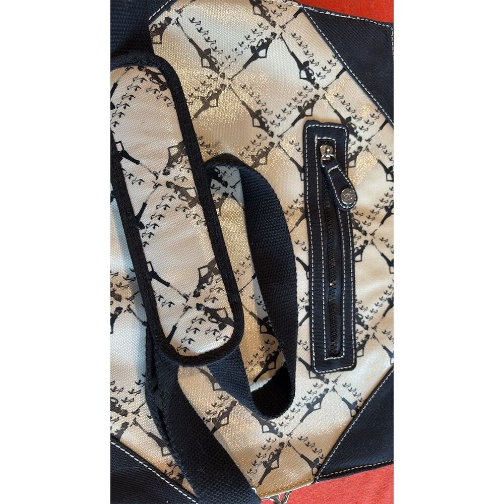 Izak Women's Beige & Black Tote Bag with Decorative Charm - Picture 3 of 5